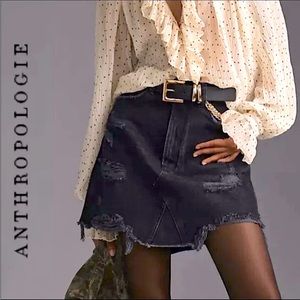 Pilcro Distressed Denim Skirt in Black Size 2 Anthropologie